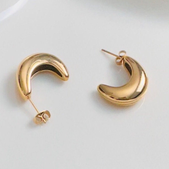 18K Gold Plated Gold Huggies Earring