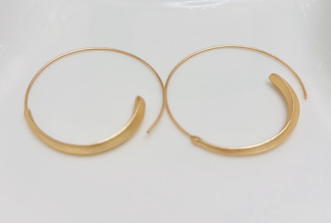 Gold Round Hollow Hoop Earrings