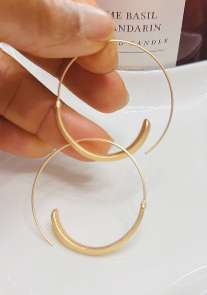 Gold Round Hollow Hoop Earrings