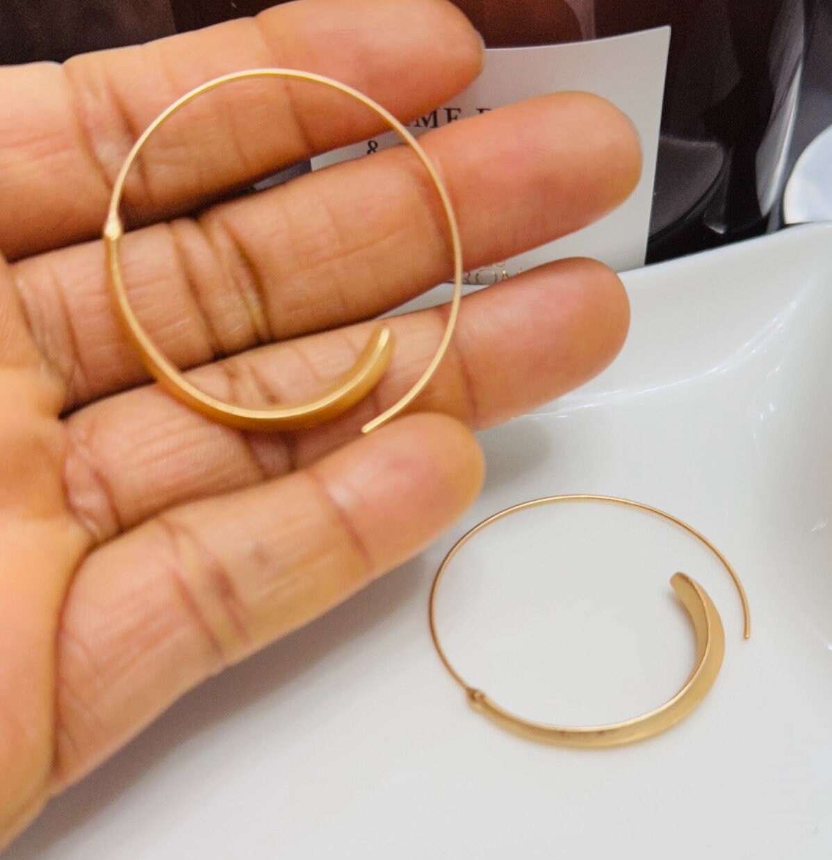 Gold Round Hollow Hoop Earrings