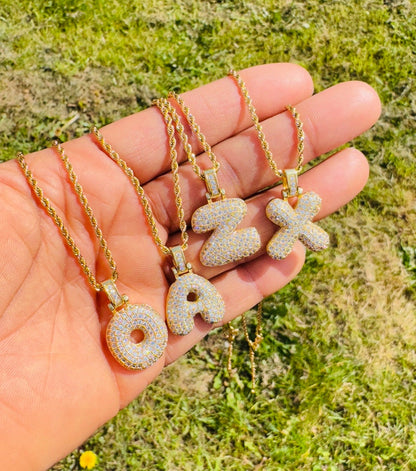 Bubble Balloon Pave CZ Gold Necklace