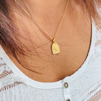 18k Gold Plated Palm Tree Pendant Necklace