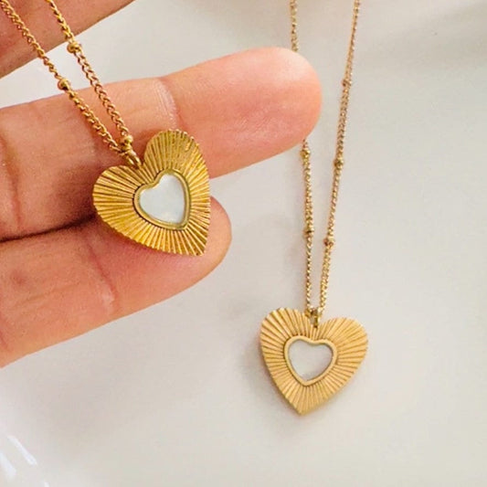 Crystal Pearl Heart Necklace