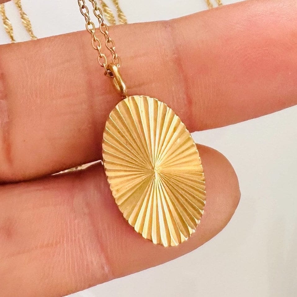 18K Gold Plated Sunburst Stainless Steel Necklace