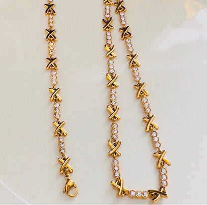 Gemma Owen XO Kiss Necklace with Crystal Charm Necklace