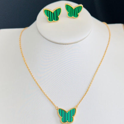 Green Butterfly Earring and Necklace Set