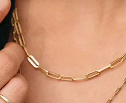 Stylish Gold Link Paperclip Necklace