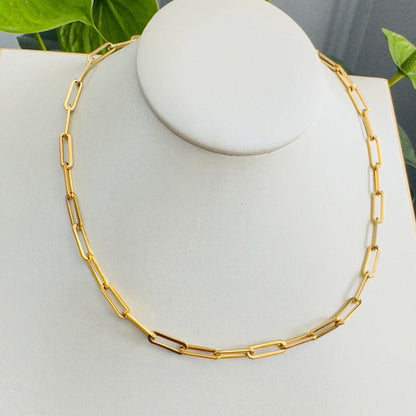 Stylish Gold Link Paperclip Necklace