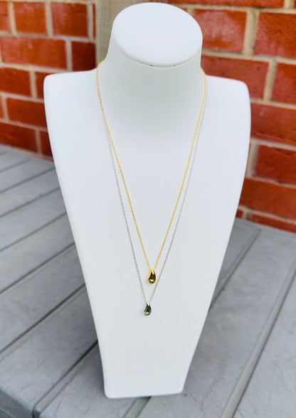 Simple Gold Silver Waterdrop Necklace