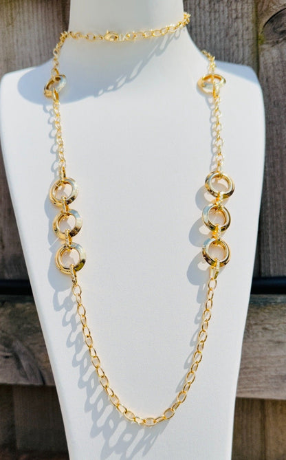 18K Gold Boho Style Hippie Long Summer Necklace