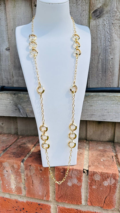 18K Gold Boho Style Hippie Long Summer Necklace