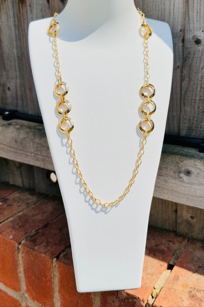 18K Gold Boho Style Hippie Long Summer Necklace