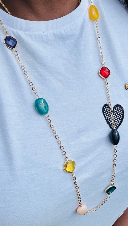 Long Multiple Charm Necklace