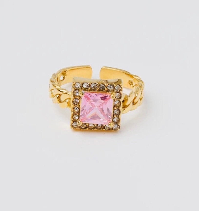 Elegant Cubic Zirconia Adjustable Ring - Gold