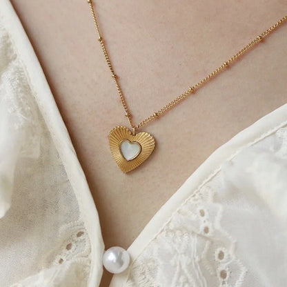 Crystal Pearl Heart Necklace