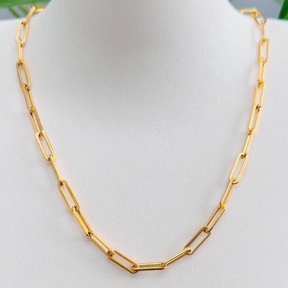 Stylish Gold Link Paperclip Necklace