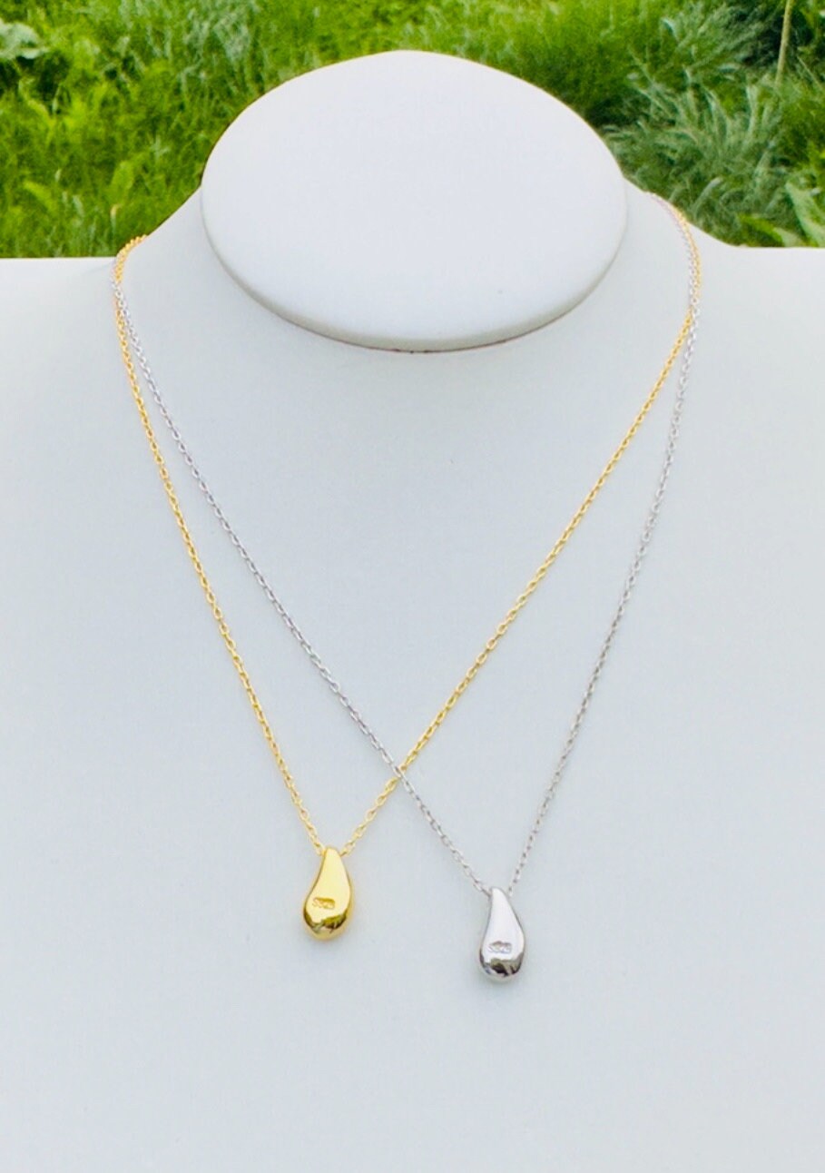Simple Gold Silver Waterdrop Necklace