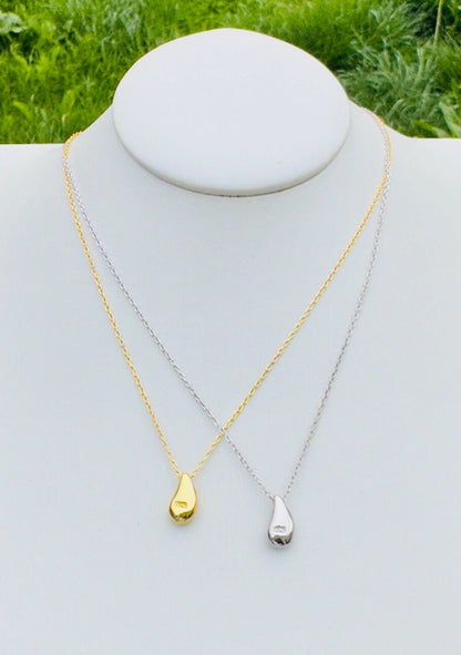 Simple Gold Silver Waterdrop Necklace