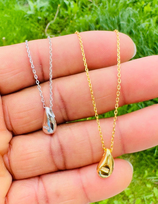 Simple Gold Silver Waterdrop Necklace