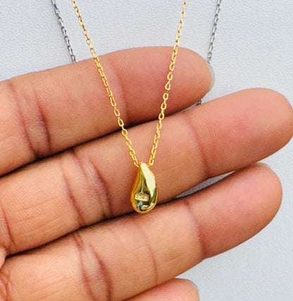 Simple Gold Silver Waterdrop Necklace
