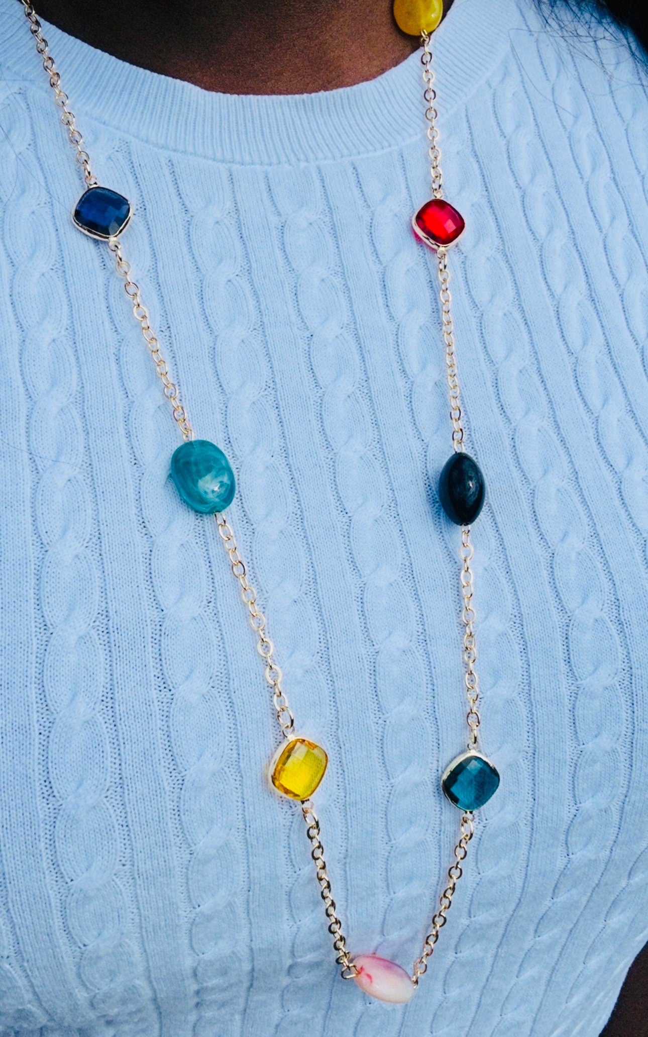 Long Multiple Charm Necklace