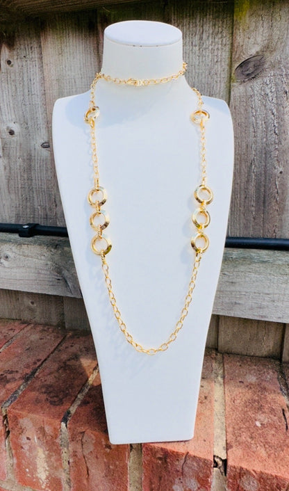 18K Gold Boho Style Hippie Long Summer Necklace