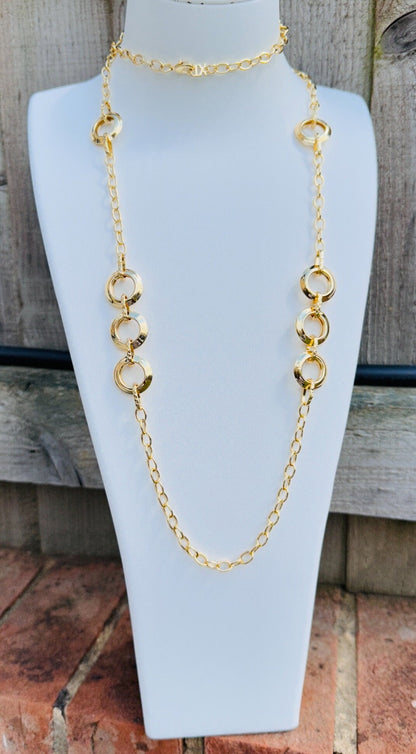 18K Gold Boho Style Hippie Long Summer Necklace