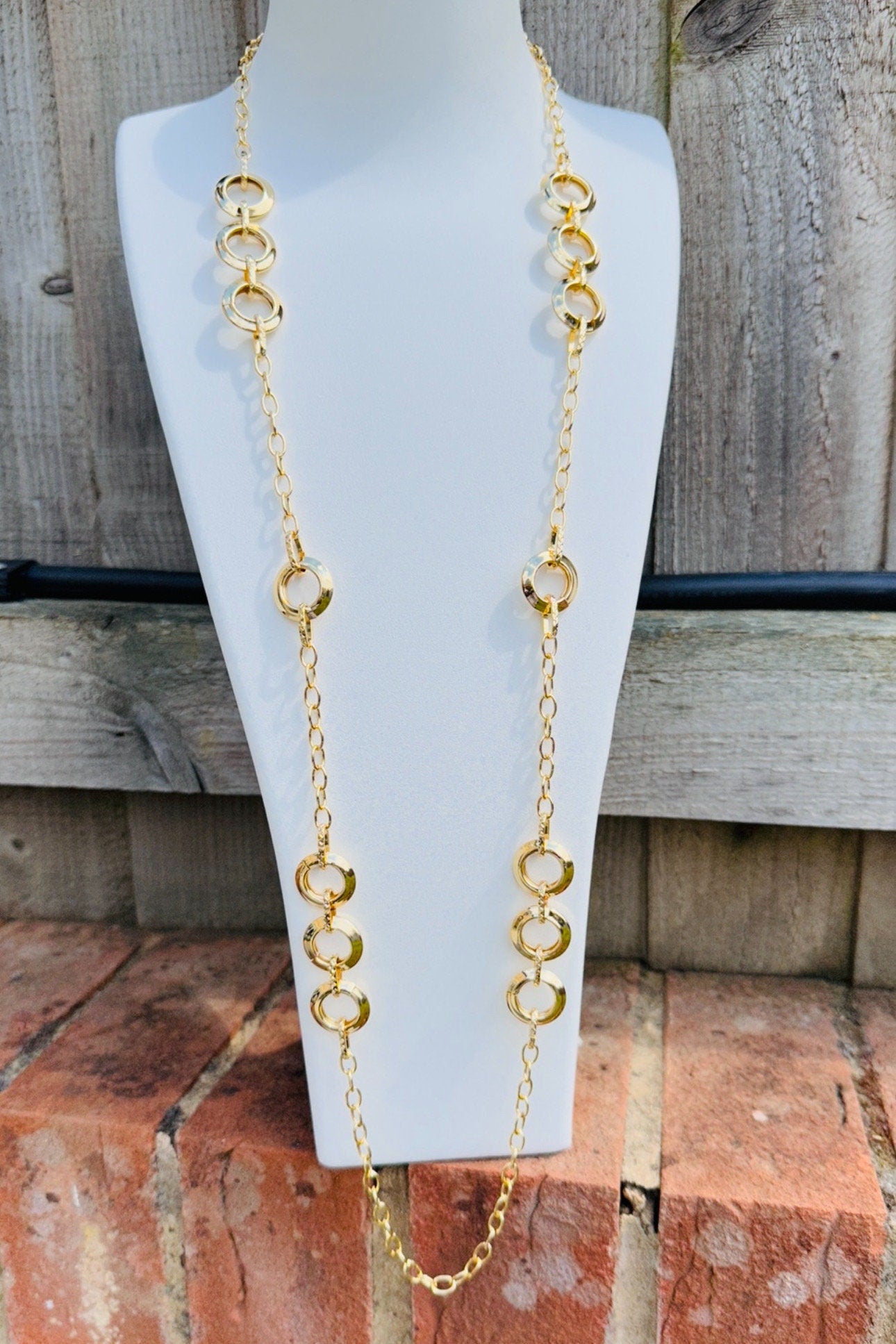 18K Gold Boho Style Hippie Long Summer Necklace