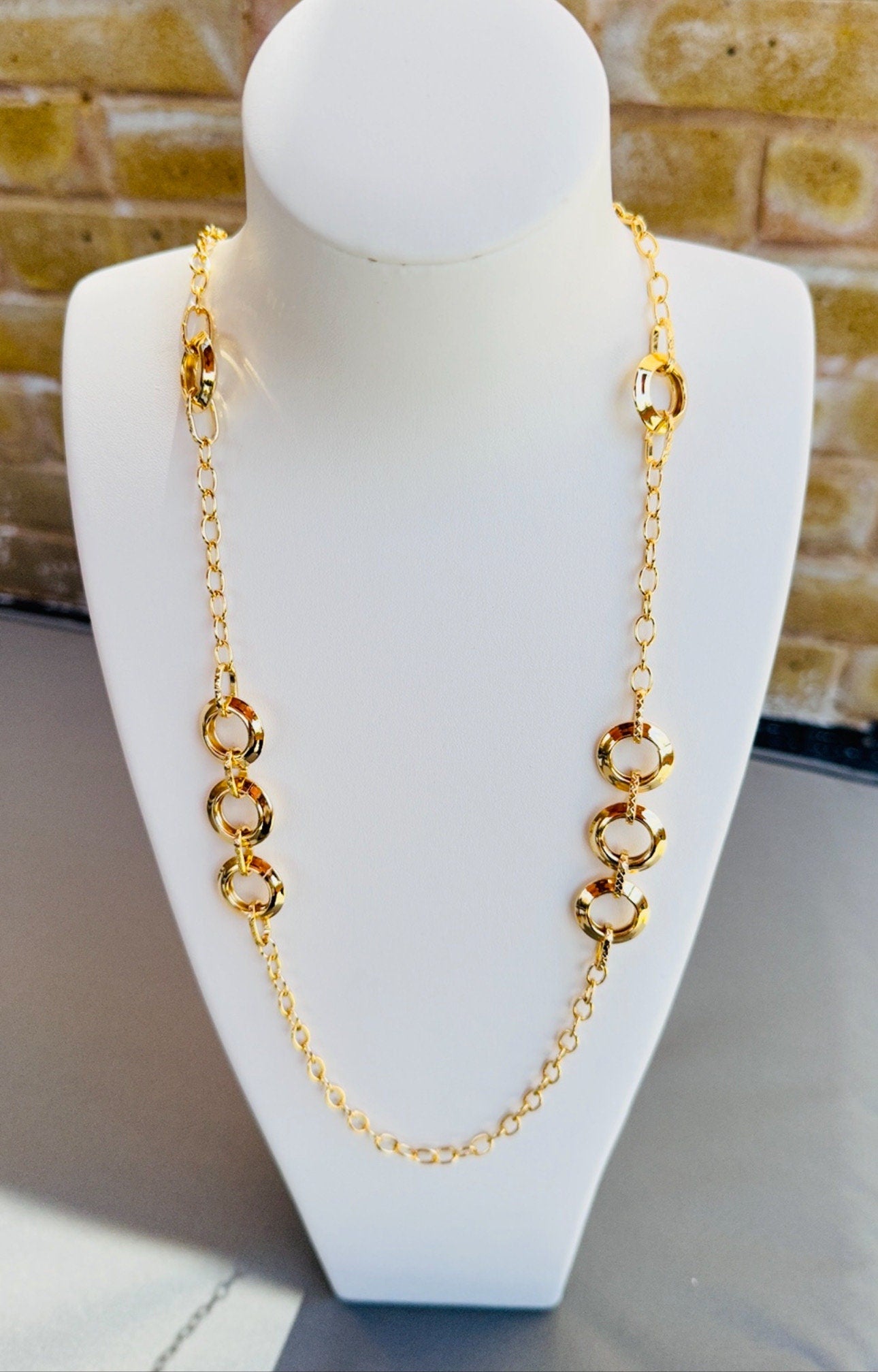 18K Gold Boho Style Hippie Long Summer Necklace