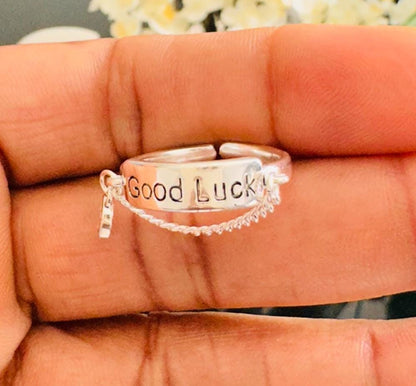 Silver Adjustable Good Luck Ring