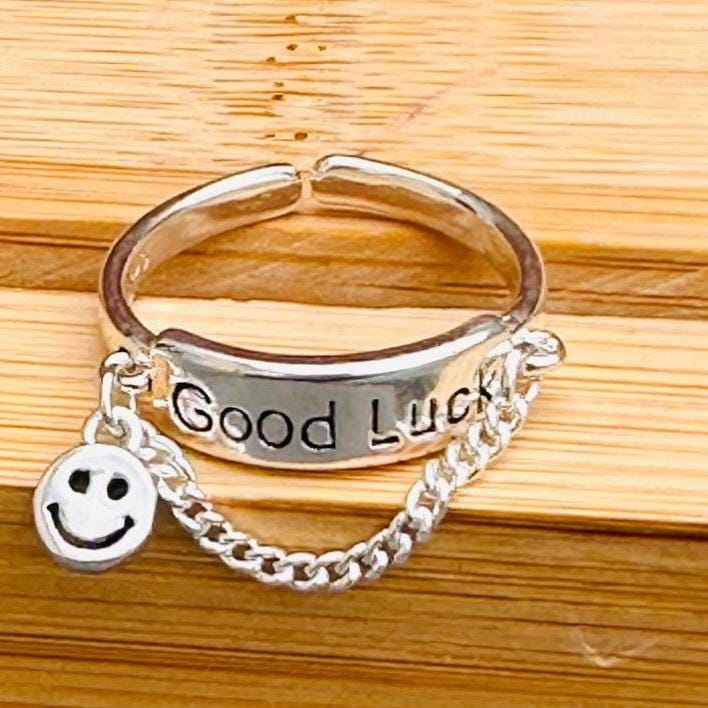 Silver Adjustable Good Luck Ring