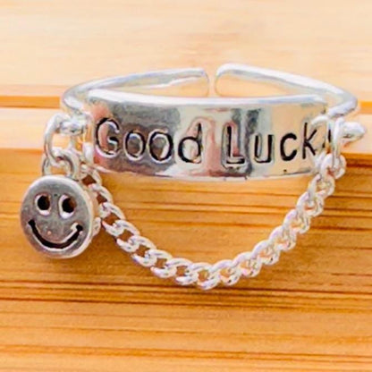 Silver Adjustable Good Luck Ring