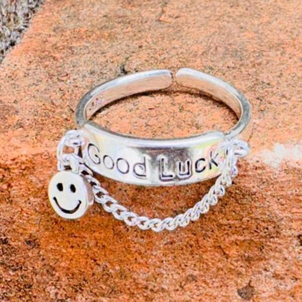 Silver Adjustable Good Luck Ring