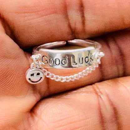 Silver Adjustable Good Luck Ring