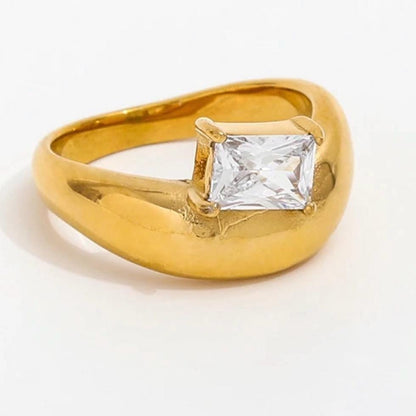 Cubic Zirconia Minimalist Ring - Gold