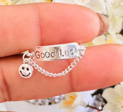 Silver Adjustable Good Luck Ring