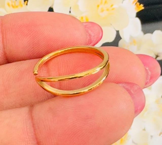 Double Layer Lines Minimalist Open Ring - Gold