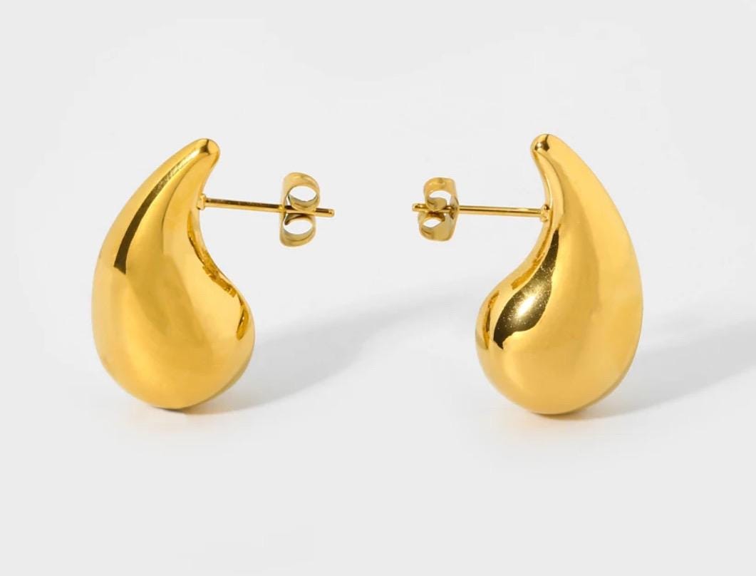 Big Stud 18k Gold Plated Water Drop Earrings