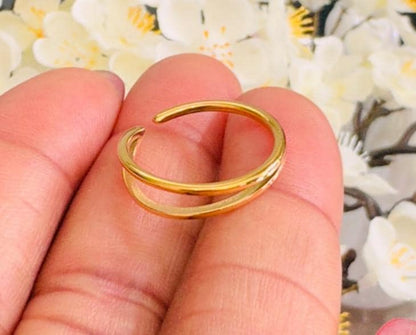 Double Layer Lines Minimalist Open Ring - Gold