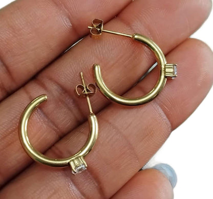 18K Gold Plated Zircon Hoop Huggies Earring
