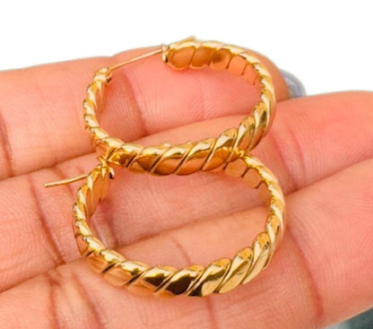 Trendy 18K Gold Plated Line Hoop Everyday Earring