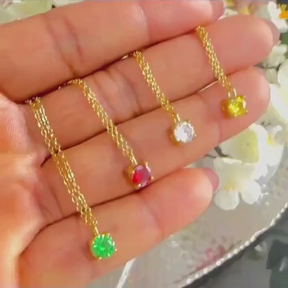 Minimalist Cubic Zircon 18K Gold Plated Necklace