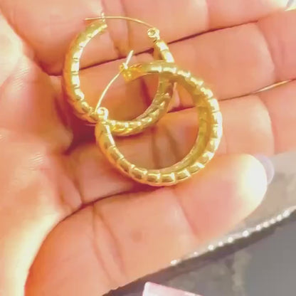 Stylish Double Twist Croissant Hoop Earring