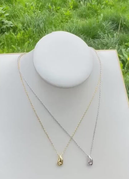 Simple Gold Silver Waterdrop Necklace