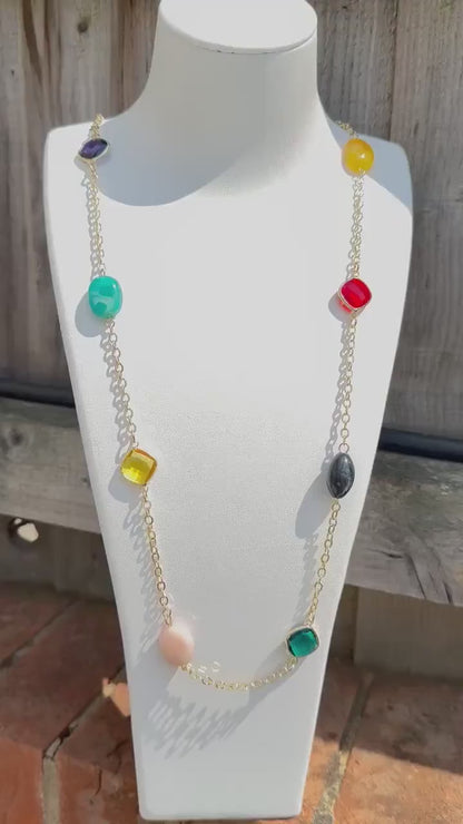 Long Multiple Charm Necklace
