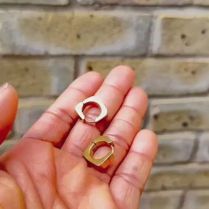 Unique Chunky Square Huggie Hoop Earring