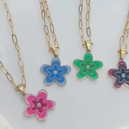 Elegant 18K Gold Plated Flower Pendant Necklace