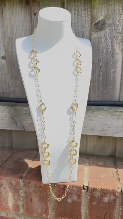 18K Gold Boho Style Hippie Long Summer Necklace