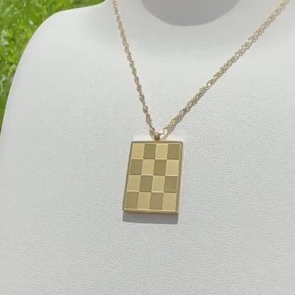 Stylish Square 18K Gold Pendant Necklace