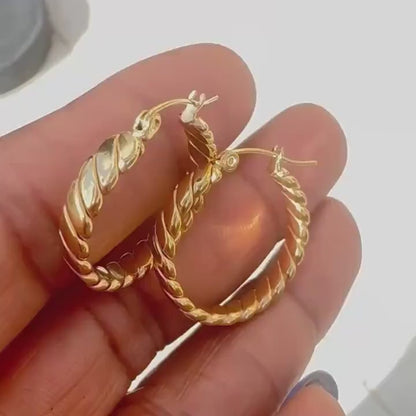 Trendy 18K Gold Plated Line Hoop Everyday Earring